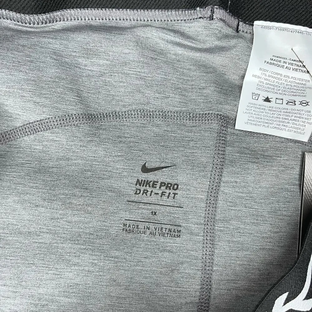 Nike Pro dri-fit heathered grey high rise crop length leggings sz 1X
